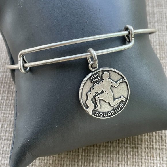 Alex And Ani Bracelet Zodiac AQUARIUS Silver Tone Wrist Band Size Adjustable $28 - Picture 9 of 11